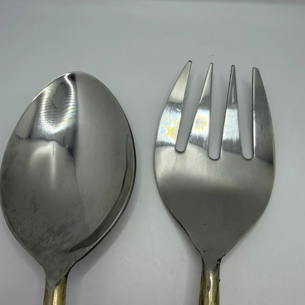 Nauticalmart Brass & Stainless Steel Serving 4 Pc Hammered‎ Handles Set